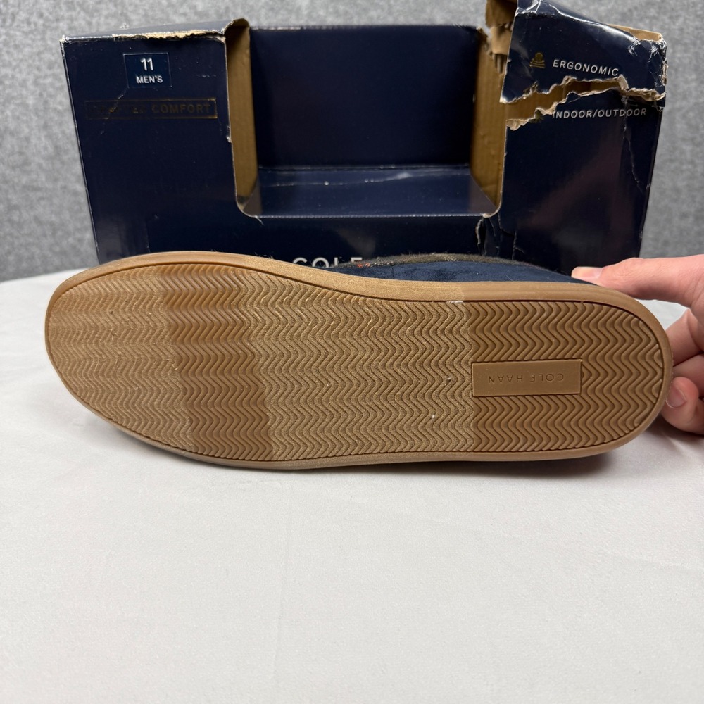 Cole Haan Mens Venetian Plaid Collar Microsuede Slippers Midnight Moon 11 104852 - Picture 8 of 12
